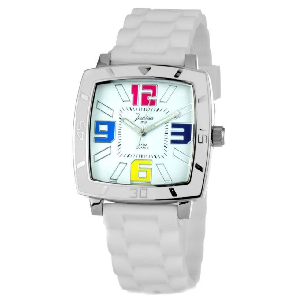 JUSTINA Rubber Bracelet Watch with Dial Unisex White Unisex Watches